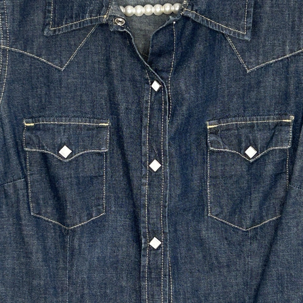 Vintage Lucky Brand Western Shirt Dress S Minimalist‎ Preppy Rodeo Country USA - Picture 4 of 11